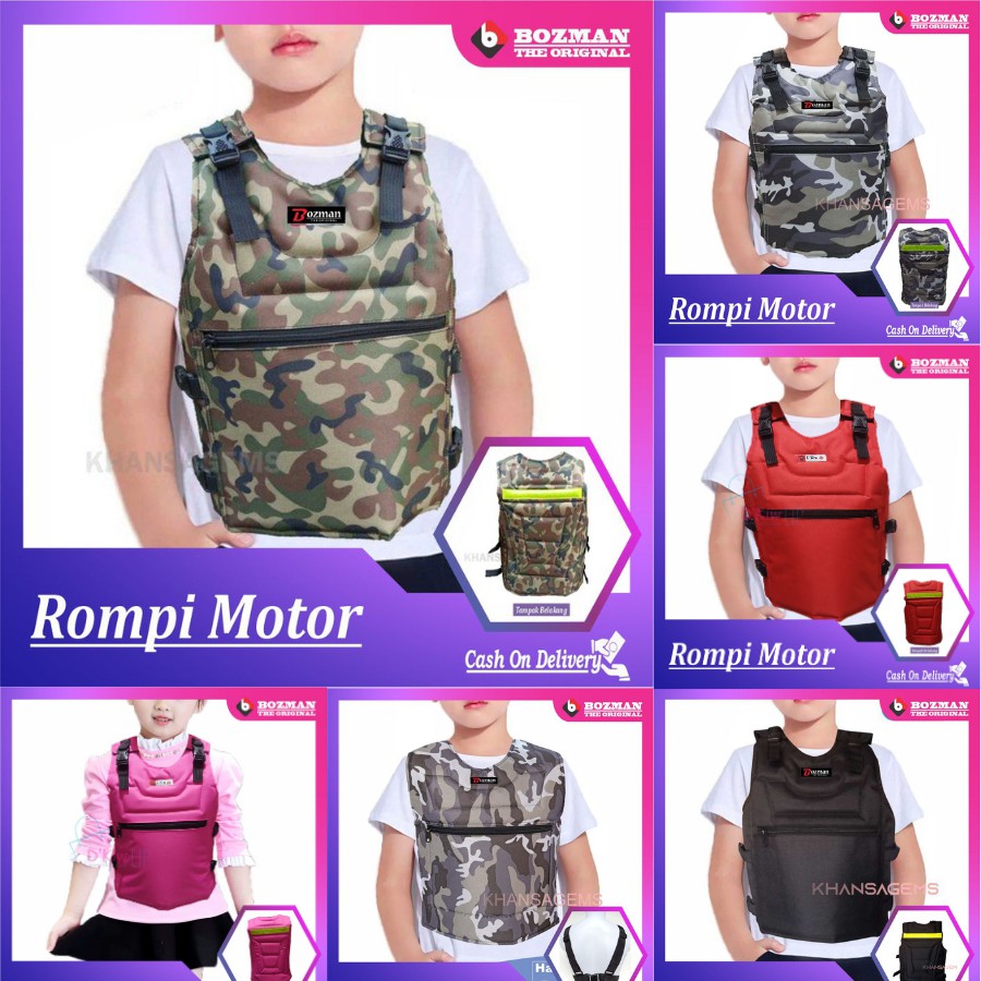 Rompi Motor Anak Anti Angin Motif Loreng Pelindung Dada Junior