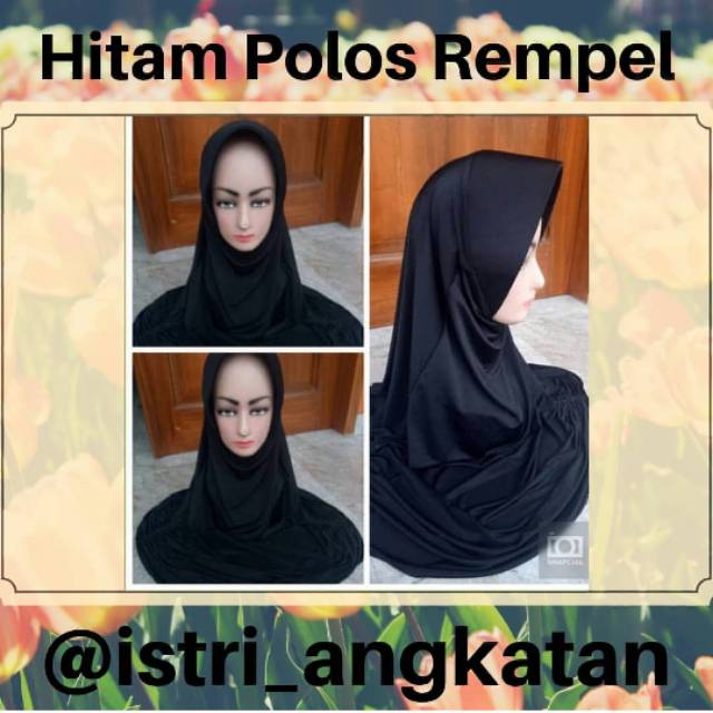 Jilbab Hitam Polos Rempel