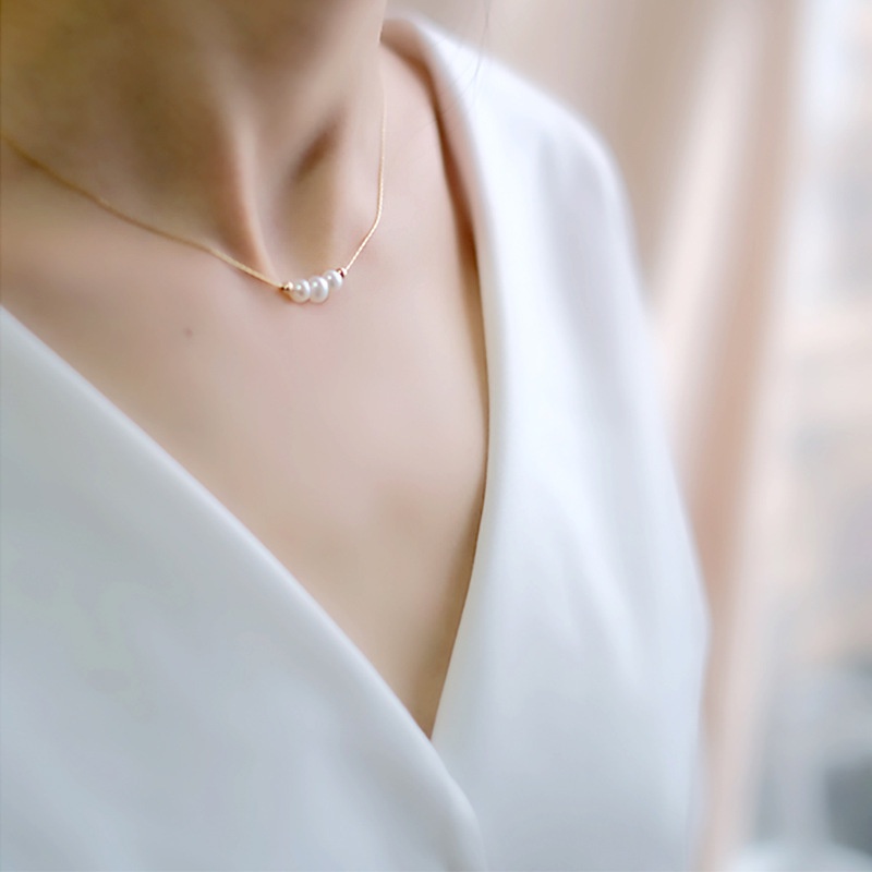 Korean Pearl Necklace Girls Exquisite Ins Simple Clavicle Necklace Fashion Accessories Gift Sweet Heart Jewelry