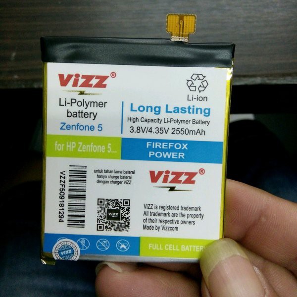 Vizz Double Power Battery Batre Baterai Vizz Asus Zenfone 5 A500CG T00P T00J C11P1324