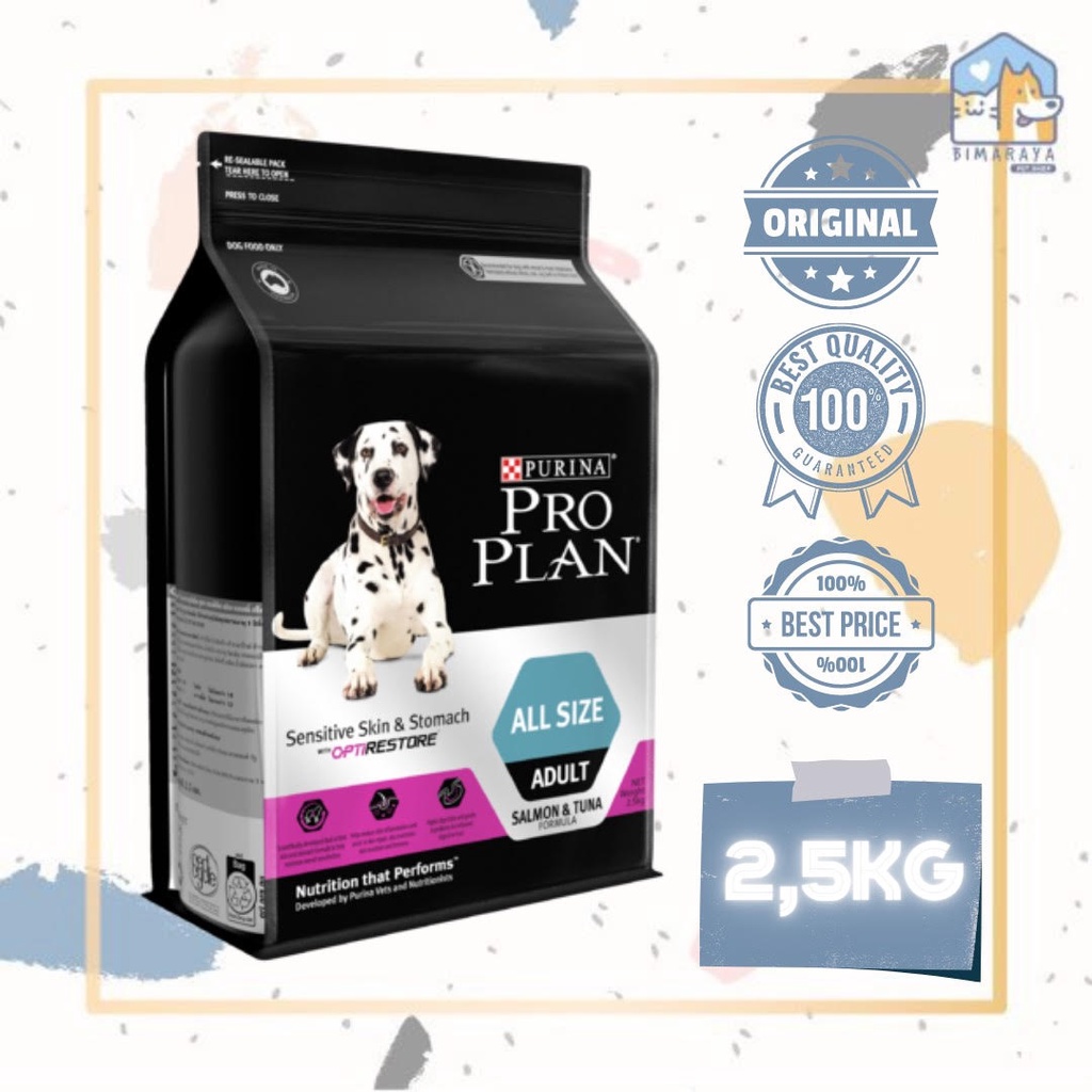 PROPLAN ADULT SENSITIVE SKIN &amp; STOMACH ALL SIZE 2,5KG FRESHPACK