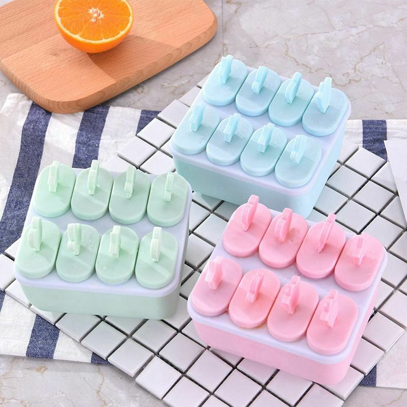 1pc Cetakan Es Krim/Loli/Jus Homemade Diy Bahan Plastik Dengan 8 Sekat