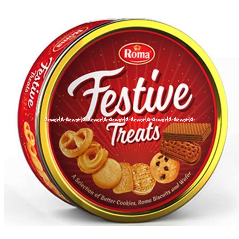 Roma Festive 765gr Treats Butter Coockies Biscuit Roma Biskut Kaleng Merah Treat