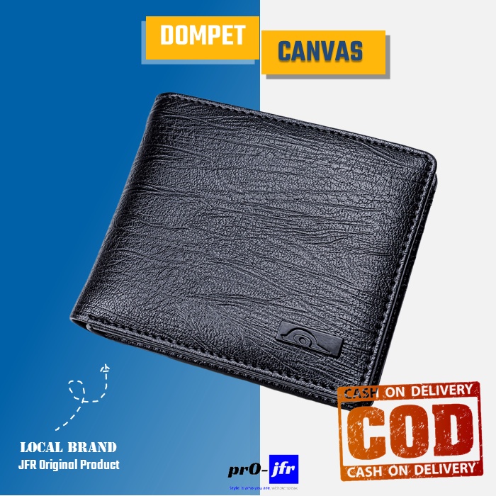 Dompet pria cowok fashion lipat bahan kulit kanvas canvas PU pendek asli ori original murah JP45