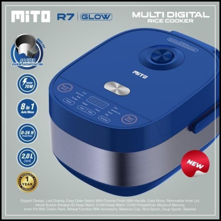 Rice Cooker Mito R7 Glow Rice Cooker Digital 8 In 1 Warna Biru