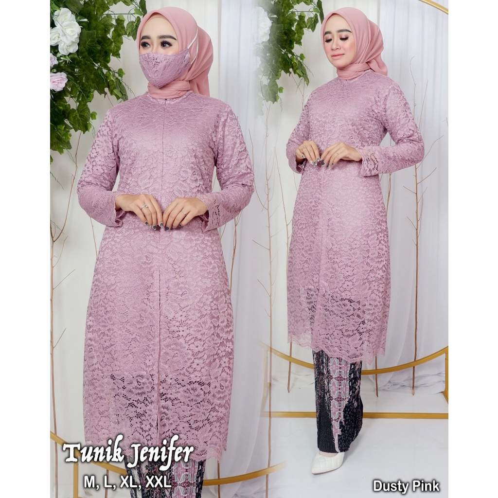 Setelan kebaya brukat busui friendly sleting depan XXXL - LD 130 | Kebaya tunik | Kebaya remaja | Baju outfit pesta lamaran wisuda dan pernikahan Size M L XL XXL