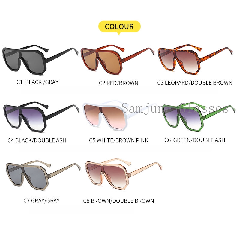 2022 Kacamata Hitam Wanita Model Frame Oversize Flat Top Untuk Outdoor