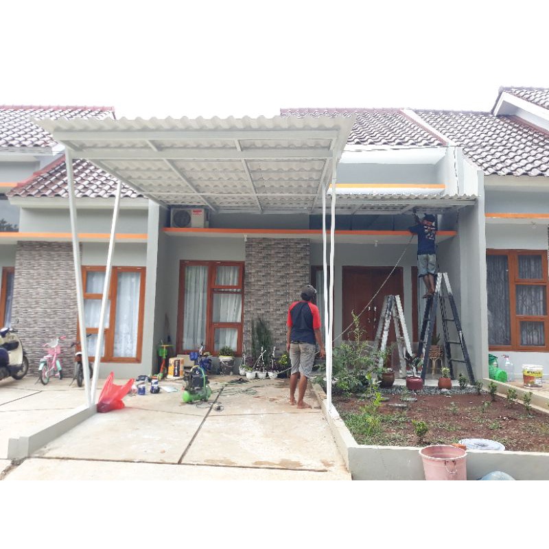kanopi Baja ringan +cat atap Mega shield  sawangan depok 20m