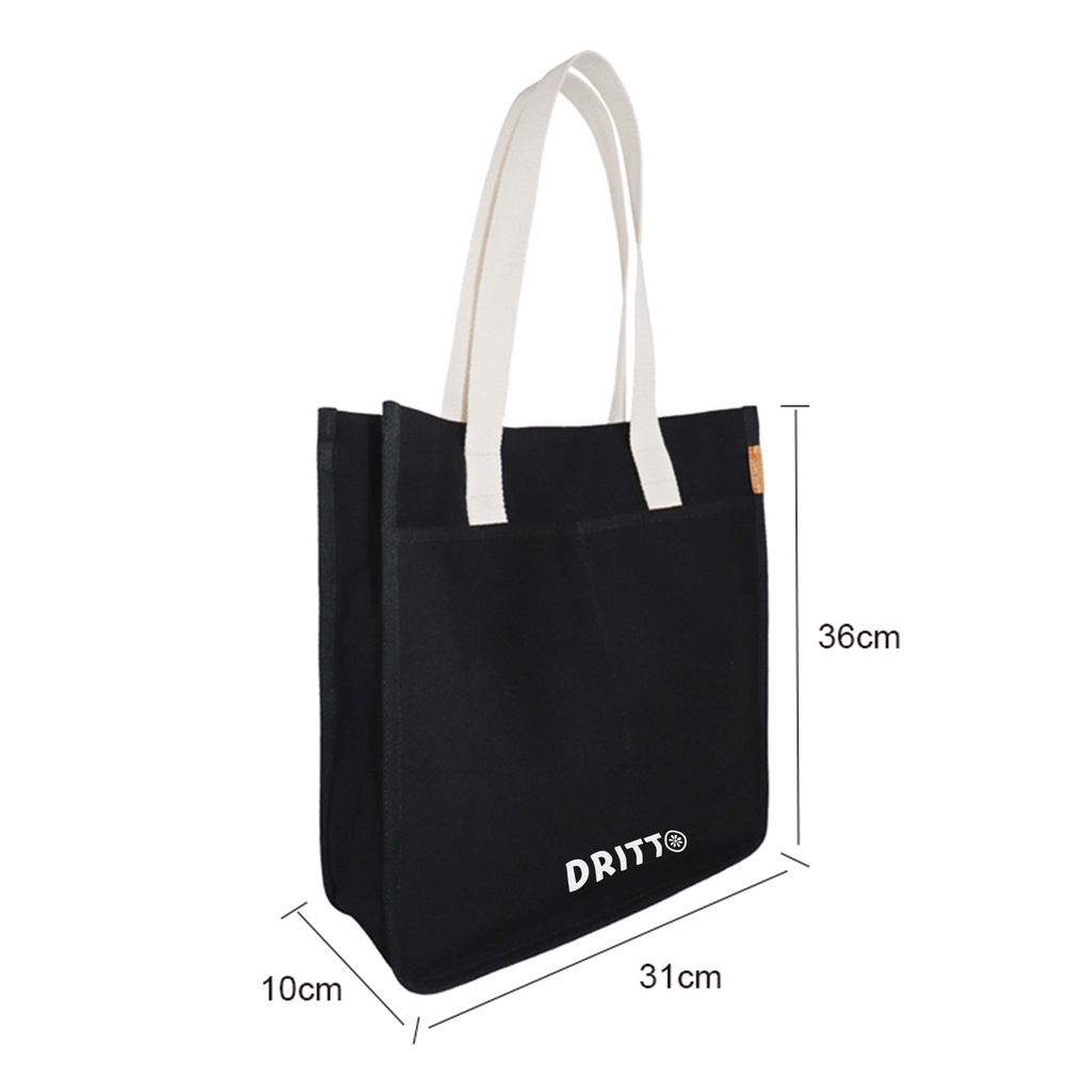 Dritto Totebag Kanvas - Tote Bag Laptop Izaku Premium - Hitam