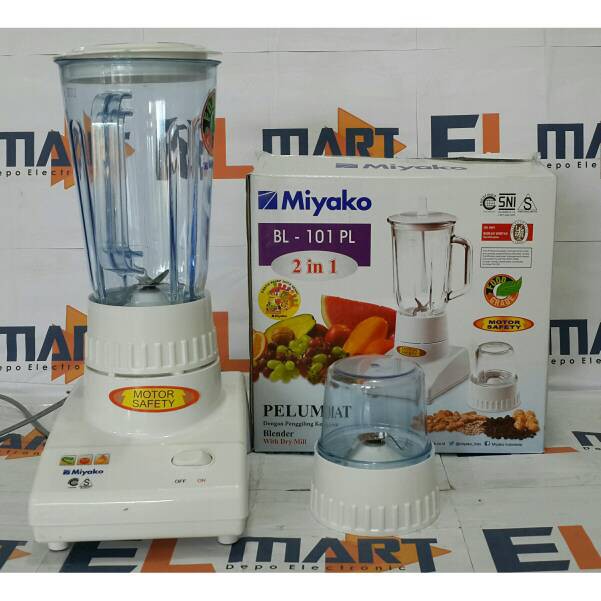 Blender  Miyako Plastik 2 in 1 1 Liter BL 101PL - 101 PL  Penggiling Bumbu Kering Dry Mill