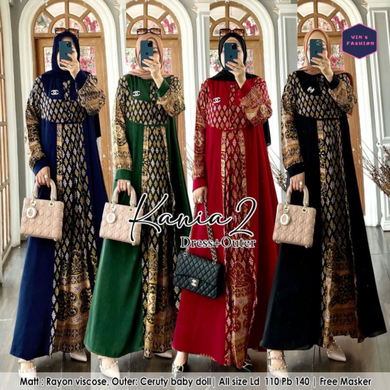 Kania #2 Gamis Set Inner Outer Rayon Mix Ceruty LD 110