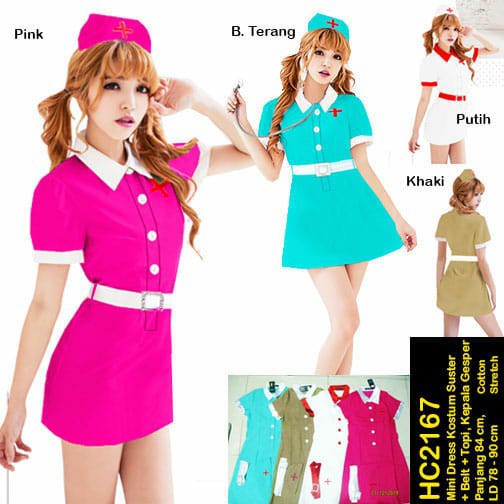 HC2167 Mini Dress Kostum Suster Cotton Stretch Premium / Kostum Karakter / Dress suster / Dress Mini / Costum Perawat