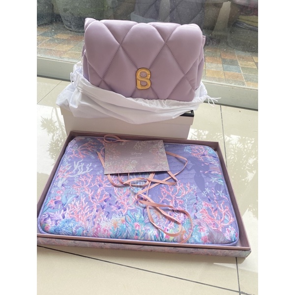 PELUNASAN SAJA zoey bag lilac bundling tlm laptop case lavender