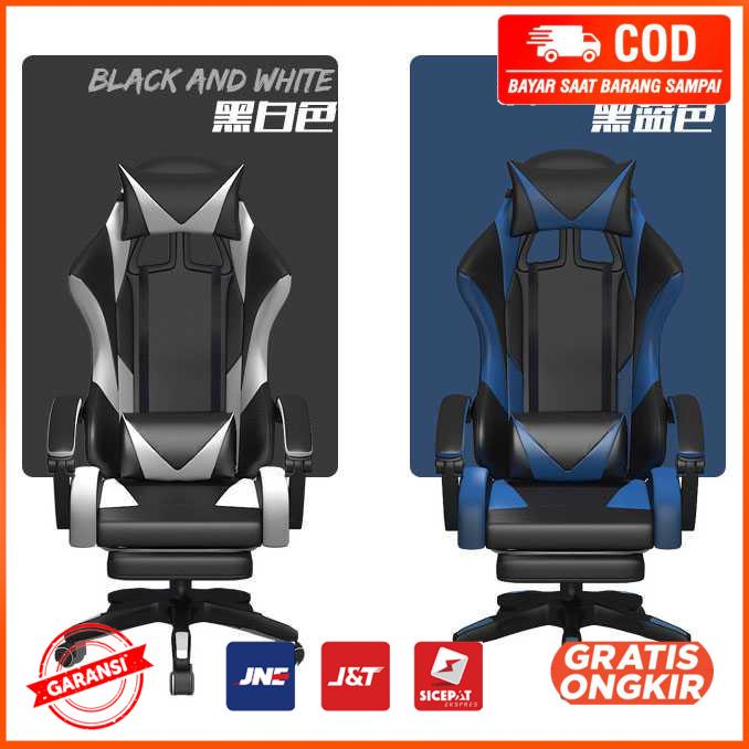 Kursi Gaming Ergonomic Chair Lumbar Support with Footrest CH808