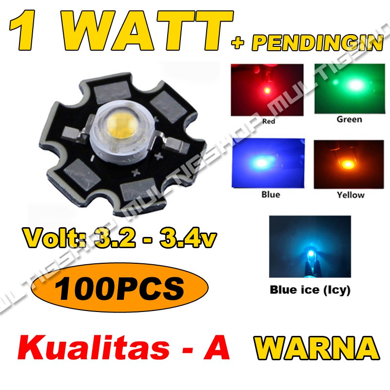 100 Pcs LED HPL 1w  - Warna