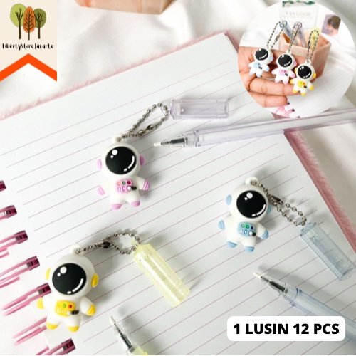 Pulpen Gantungan Mainan Astronot Astronaut Selusin 1 Lusin 12 Pcs Pen Gel Gantungan Astronot Angkasa