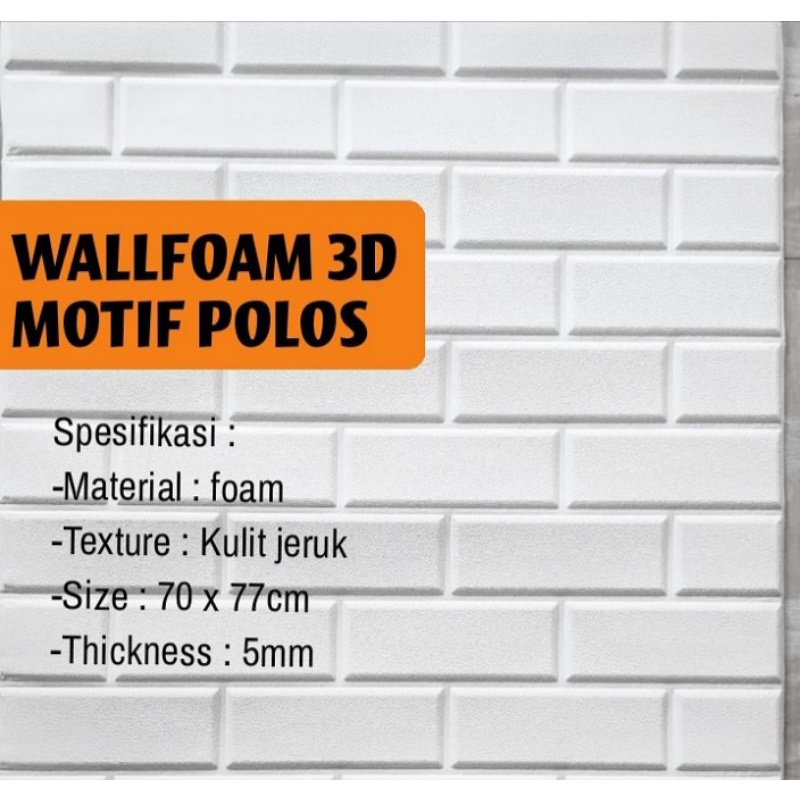 WALLPAPER DINDING 3D BATA HALUS KULIT JERUK 70 X 77 CM TEBAL 3MM-PUTIH 5MM 70 X 77 CM