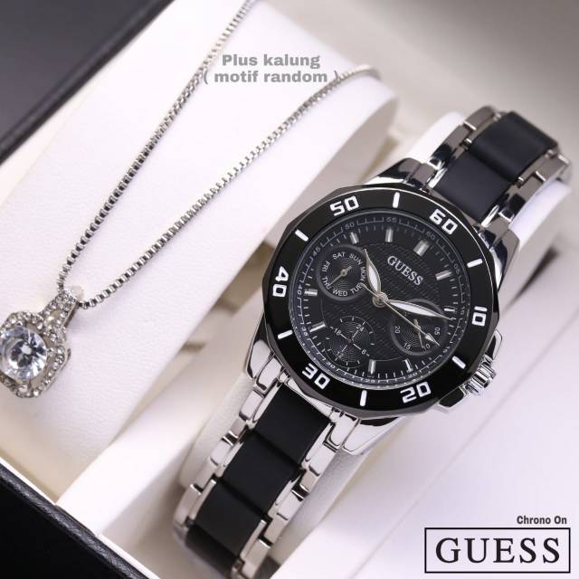 Jam Tangan Pria Guess Chrono On premium quality Free kalung