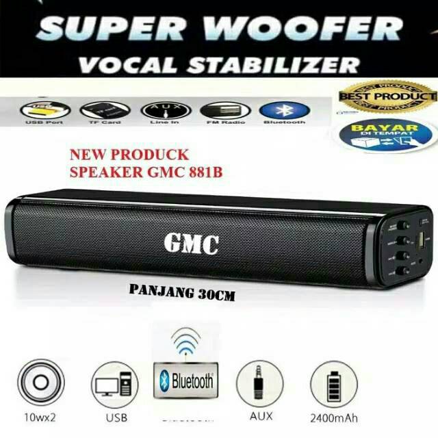 SPEAKER MULTIMEDIA GMC 881B PORTABLE/SPEAKER BLUETOOTH USB MEMORY WIRELESS GMC ORIGINAL SUPER BASS