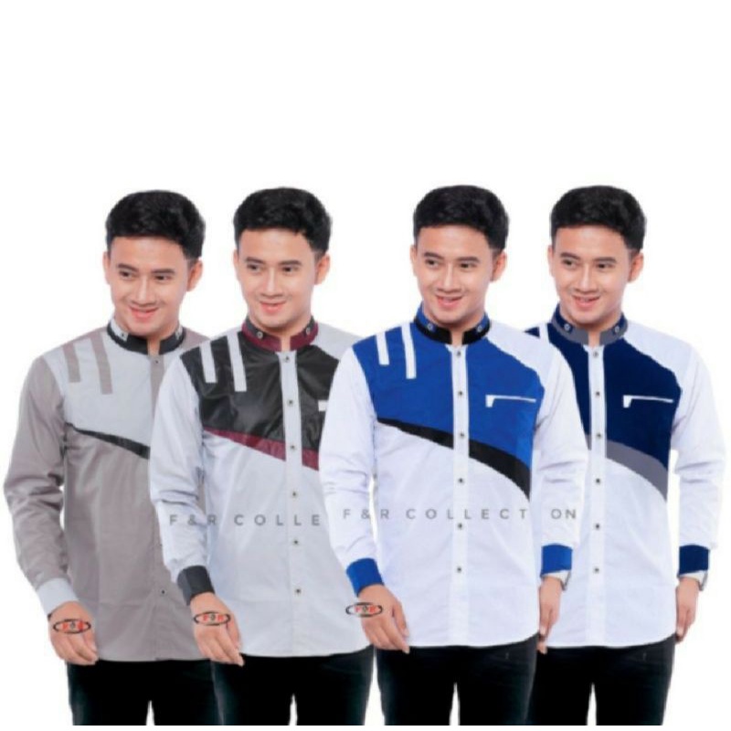 Baju Koko Pria Dewasa Lengan Panjang Kombinasi Batik Bahan Toyobo  Kurta Terbaru  Kemeja Koko turki 