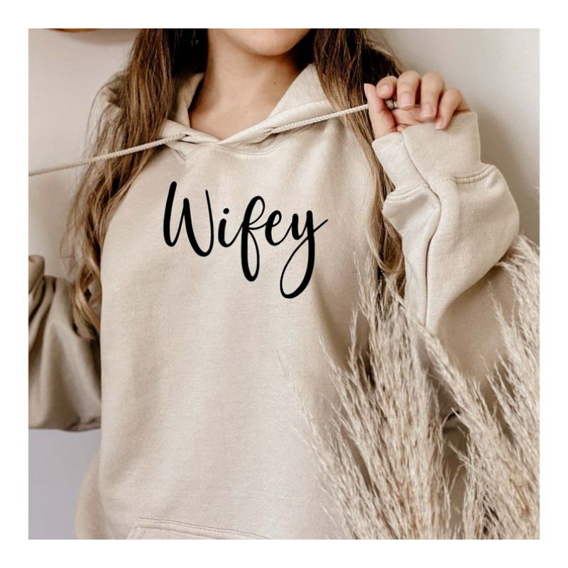 Hoodie Sweater WIFEY WIFE (S - 6XL) Gift for Wife Anniversary COUPLE Mom Bridge Love BIGSIZE OVERSIZE Tumblr Kekinian Jaket Wanita Woman Fashion