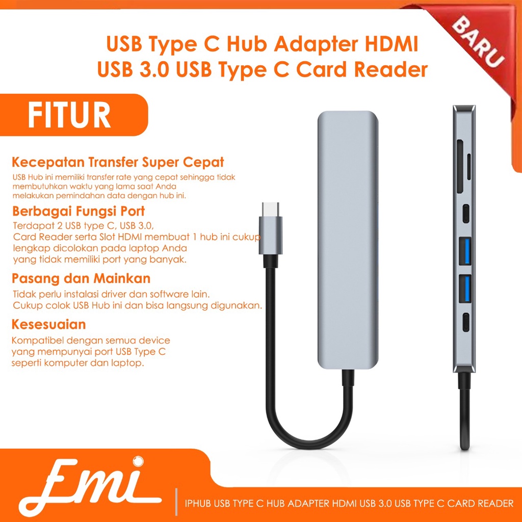 IPHub USB Type C Hub Adapter HDMI USB 3.0 USB Type C Card Reader