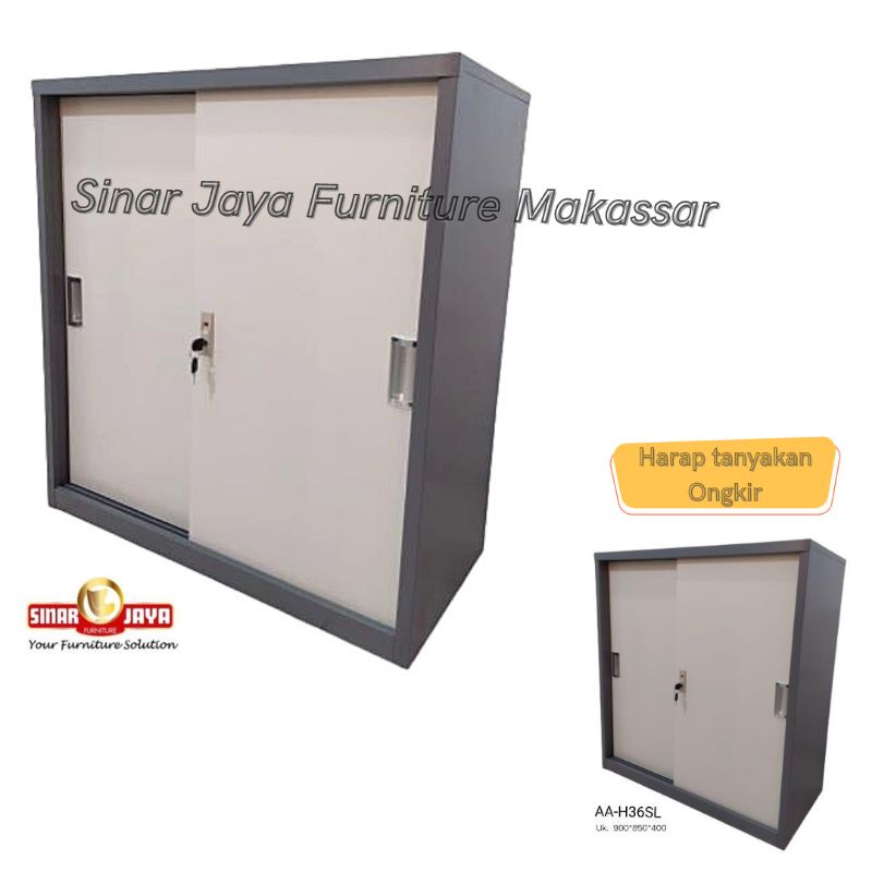 Lemari Arsip - Model Pendek 2 pintu / 2 pintu sleding (kaca)