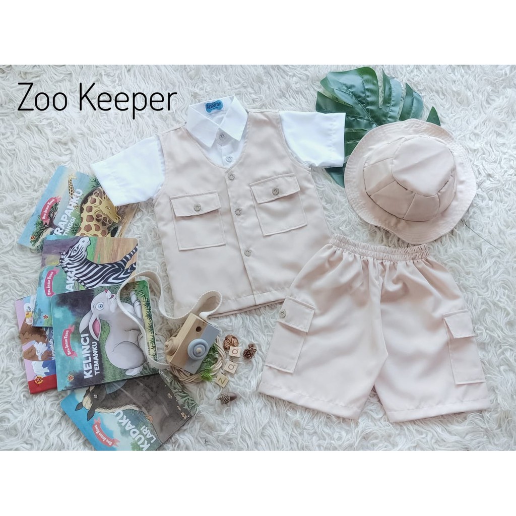 Zoo Keeper/Baju Anak Unik/Seragam Profesi Zoo Keeper/Kostum Foto Bayi/Newborn Photoshoot Property