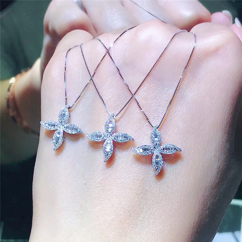 Kalung Wanita Dengan AAA White CZ Untuk Pesta Pernikahan