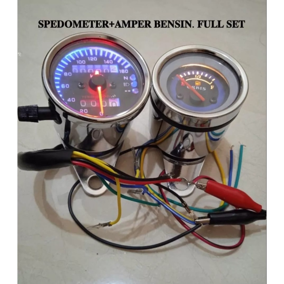 Speedometer bulat kilometer LED plus indikator sein motor universal