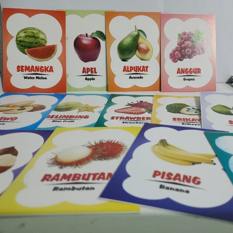 Flashcard Huruf Angka Hijaiyah Binatang Buah Sayuran Transportasi - Flash Card Media Edukasi Anak - Kartu Pintar Anak