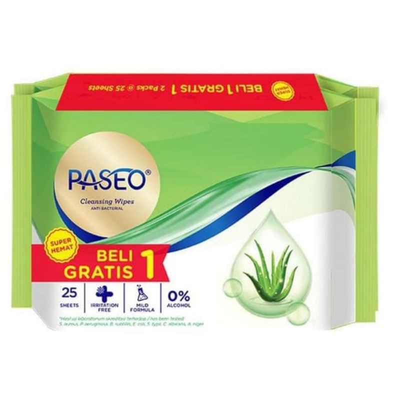 tissue basah paseo anti bacterial buy one get one (2x25sheets) / tissue anti bakteri/antivirus