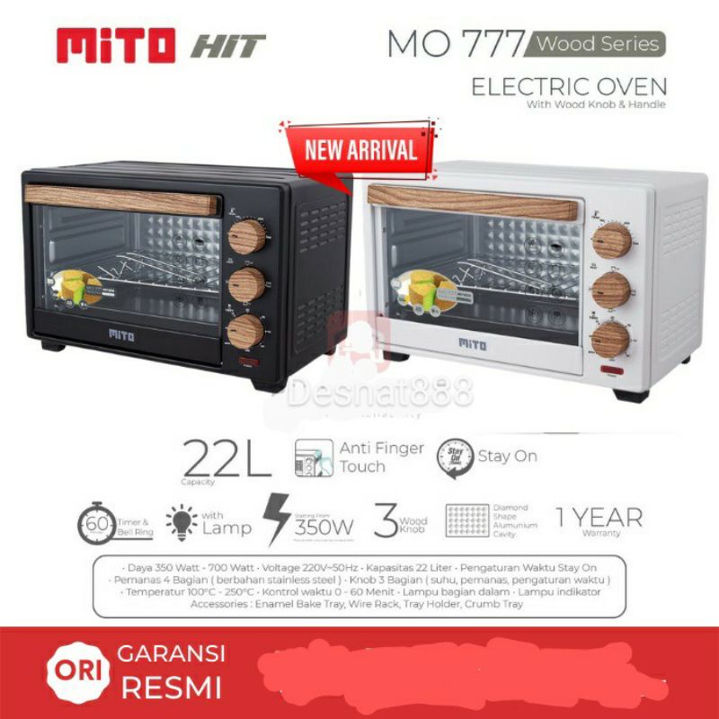 OVEN MITO MITOCHIBA TERBARU MO 777 HIT WOOD SERIES/GAGANG KAYU KAPASITAS 22 LITER LOW 350 WATT MURAH GARANSI RESMI