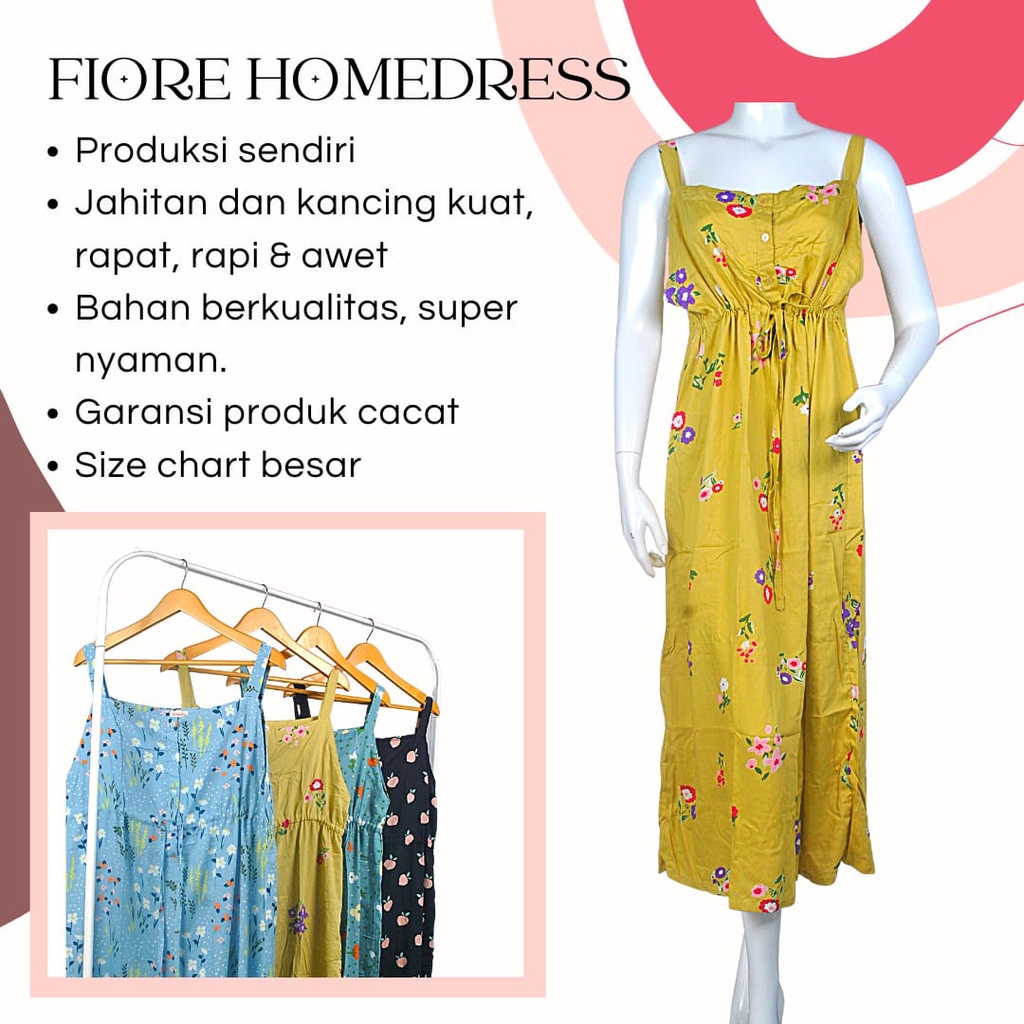 Fiore Homedress Daster Tali Pundak Panjang Jumbo Semata Kaki Kekinian Rayon Premium Murah LD 115