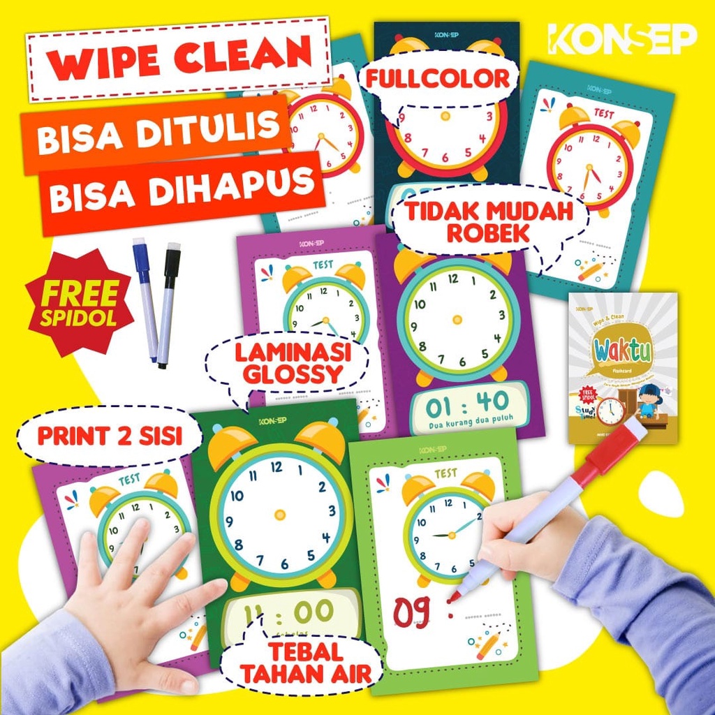 [FREE SPIDOL] Konsep Flashcard Wipe and Clean / Flash Card / Mainan Edukasi Kartu Pintar Anak Balita