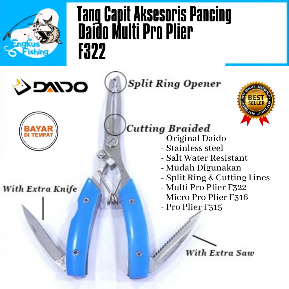 Tang Capit Aksesoris Pancing Daido Multi Pro Plier F315 ,F316 &amp; F322 Salt Water Resistant Murah - Engkus Fishing