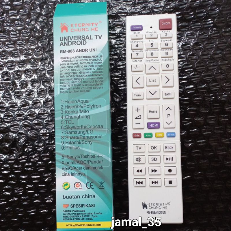 REMOT TV ANDROID/SMART TV LED LCD  MULTI/UNIVERSAL CHUNG HE