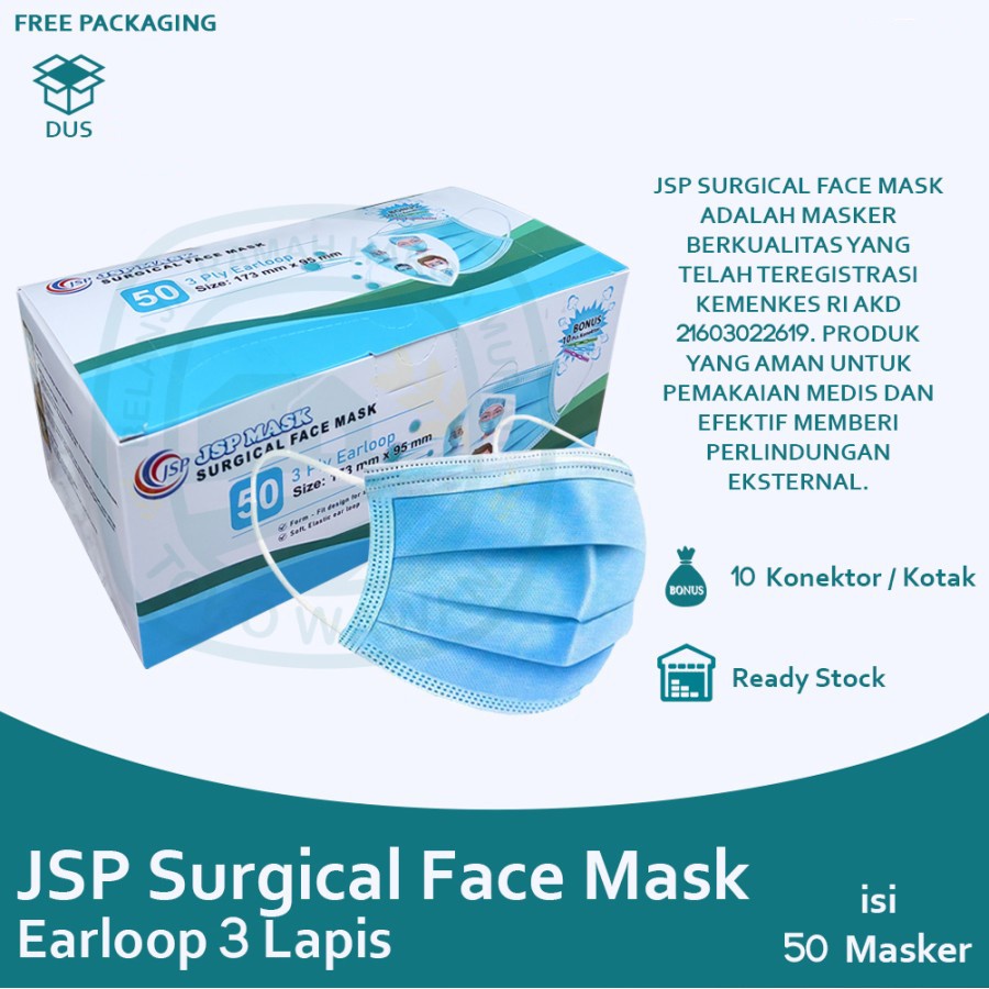 Masker earloop biru 50pcs/masker sekali pakai/masker polos 3ply/masker earloop dewasa biru/masker earloop 3ply murah