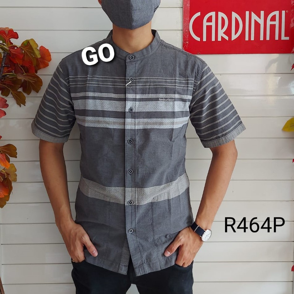 gos S-M CARDINAL KEMEJA KOKO Taqwa Pakaian Pria Original Baju Muslim Salur Lengan Pendek Kekinian