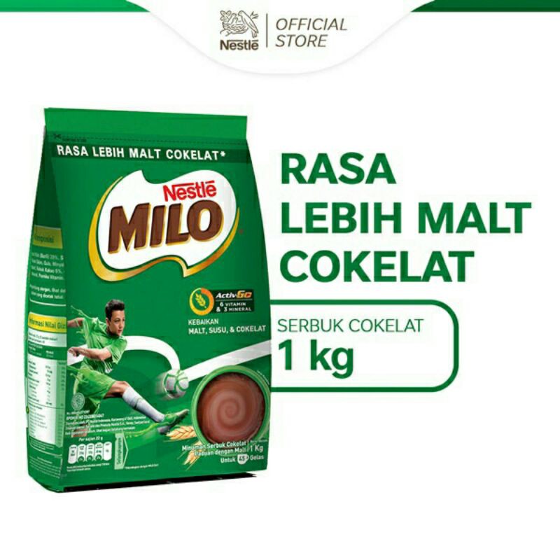 

NESTLE Milo ACTIV-GO Pouch 1 kg - Minuman Serbuk Cokelat Paduan dengan Malt