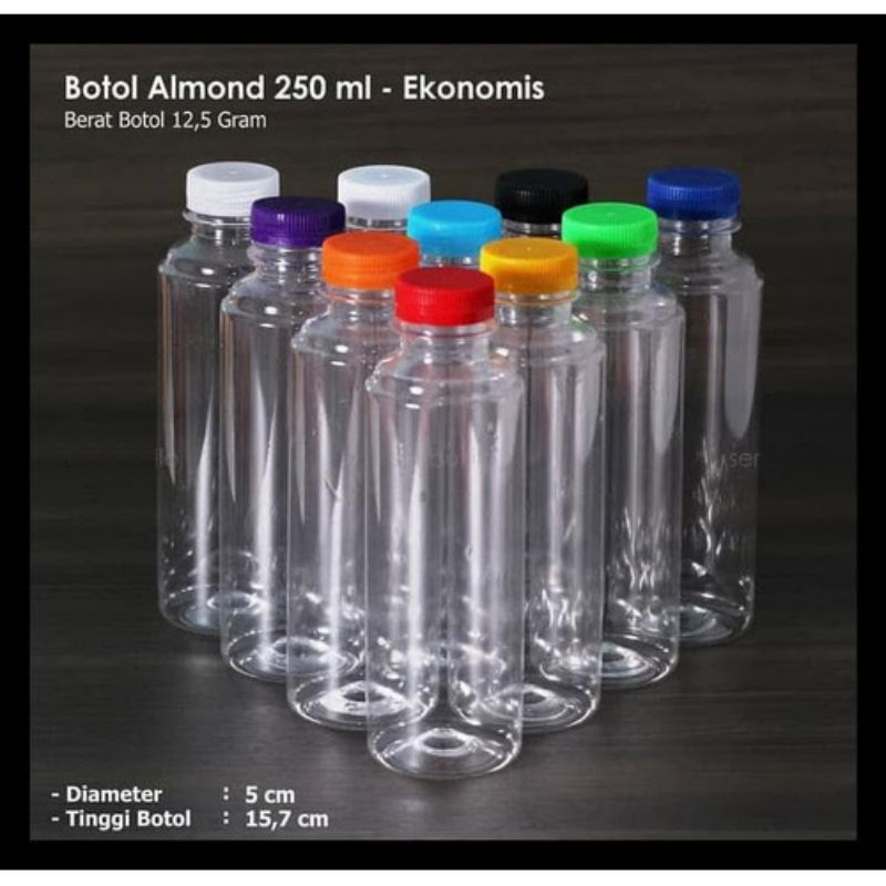 BOTOL ALMOND 250 ML PET TERMURAH BOTOL KEMASAN PLASTIK KUALITAS TERBAIK BOTOL UNIK