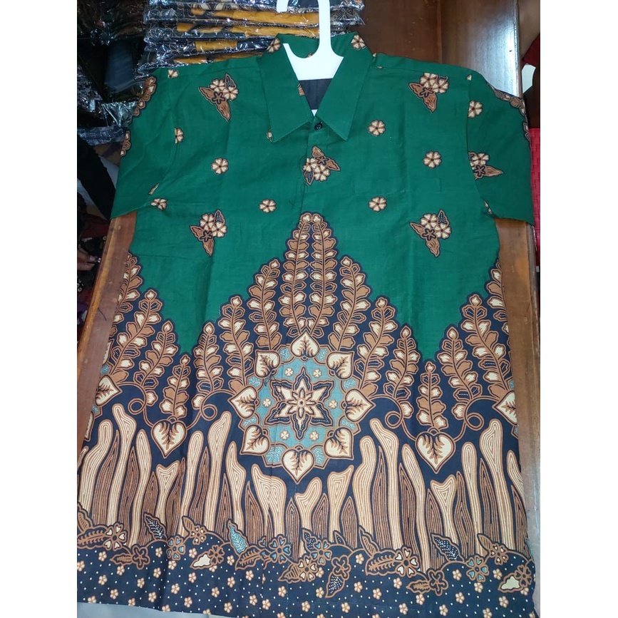 Kemeja Batik Pria Warna Hijau  Batik Hijau Botol Batik Warna Army Hem Batik Pendek Hijau Premium