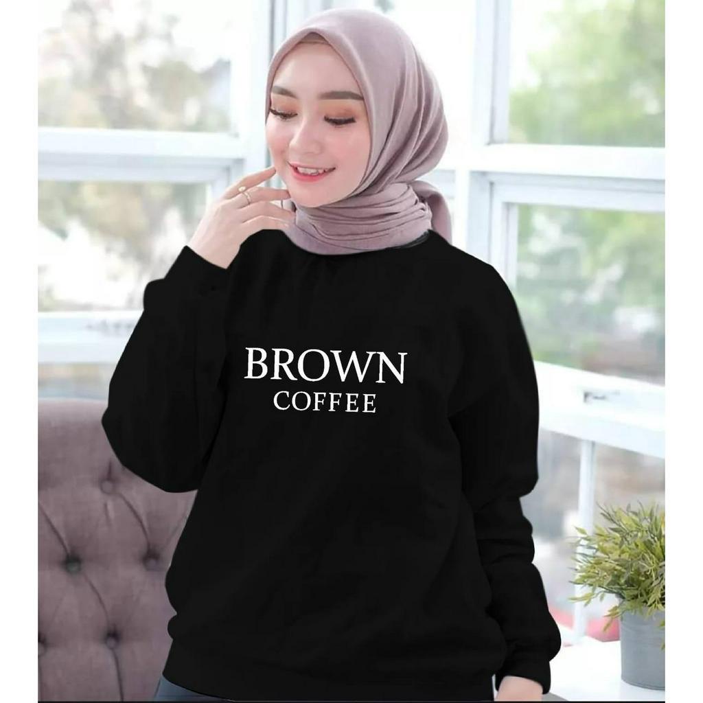 KIYOREN BAJU ATASAN BROWN COFFEE WANITA-BAJU DISTRO CEWEK KEREN LENGAN PANJANG MASA KINI BAJU MUSLIM WANITA DEWASA