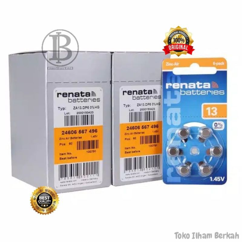 BATERAI RENATA 13 ORIGINAL PR48 AG5 / Baterai Batre RENATA 13 - HEARING AID BATTERY