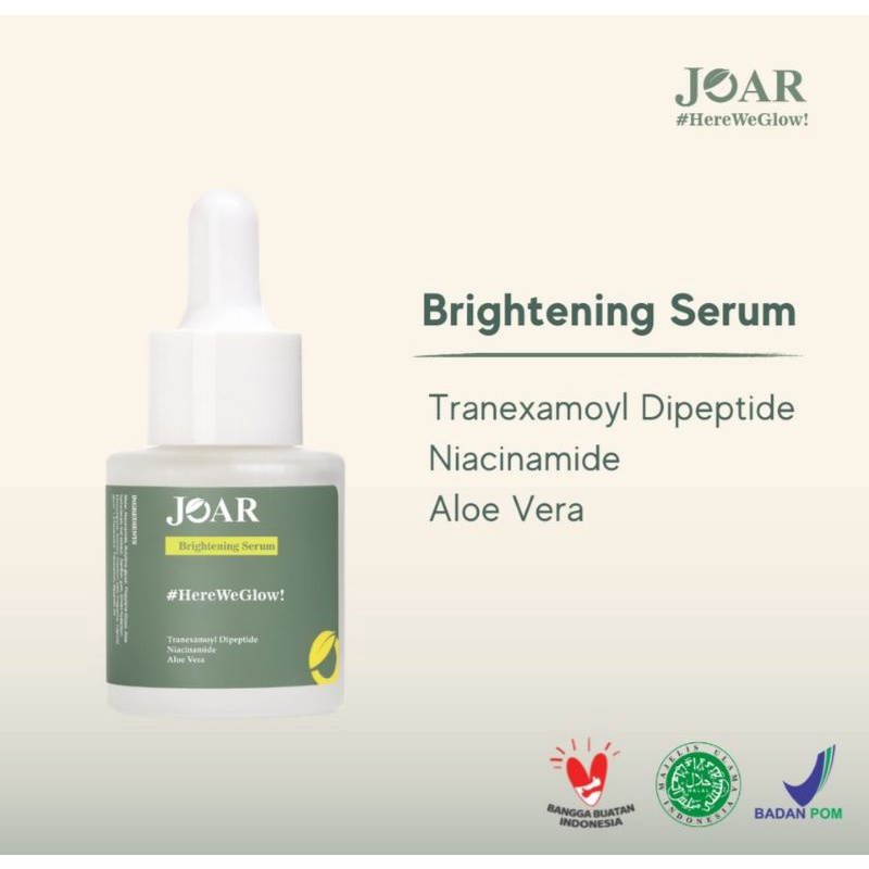 Joar Brightening Serum 20ml Mencerahkan Kulit Wajah & Menyamarkan Noda Hitam dikulit | glowing |  Pa