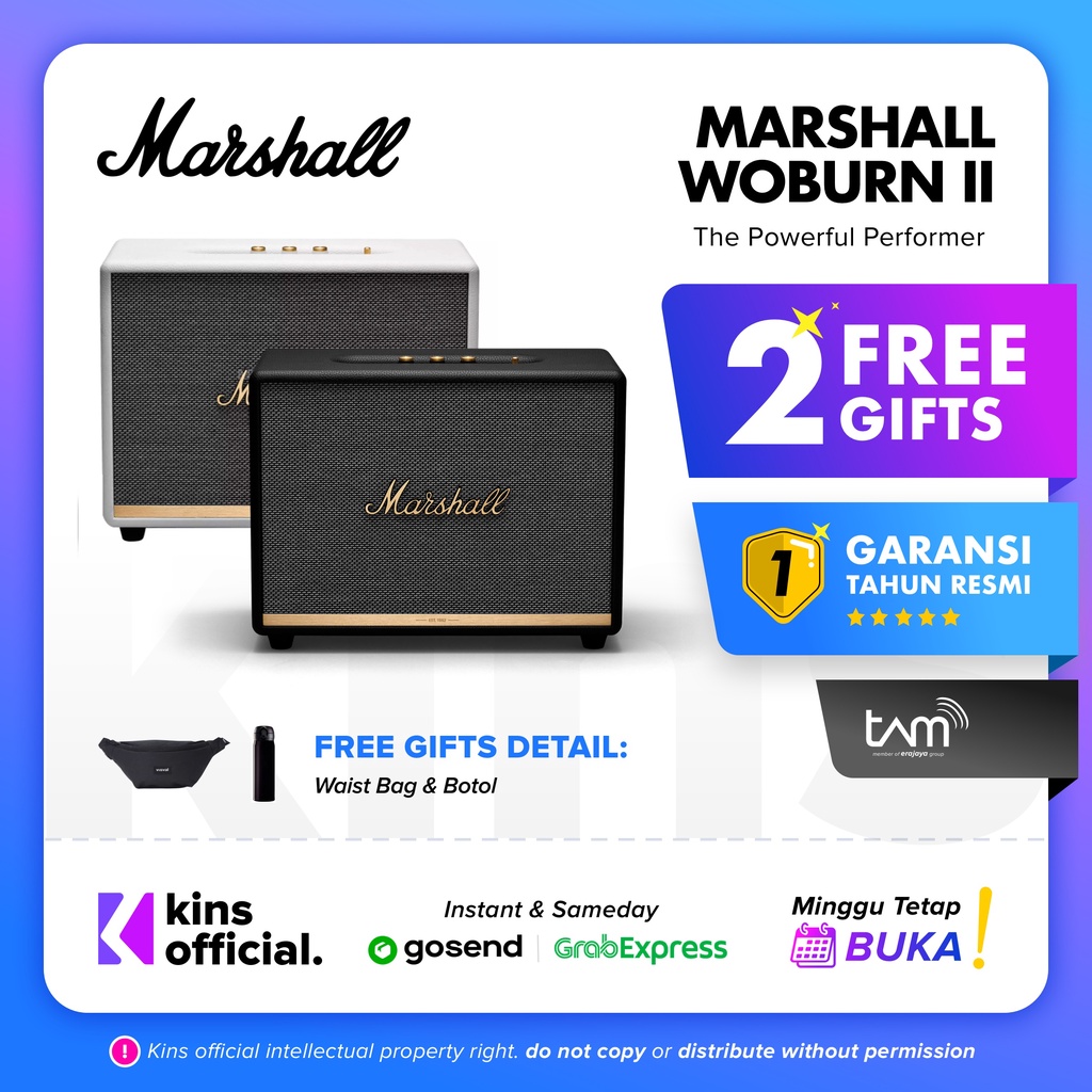 Marshall Woburn II / Marshall Woburn 2 Wireless Bluetooth Speaker Original Garansi Resmi