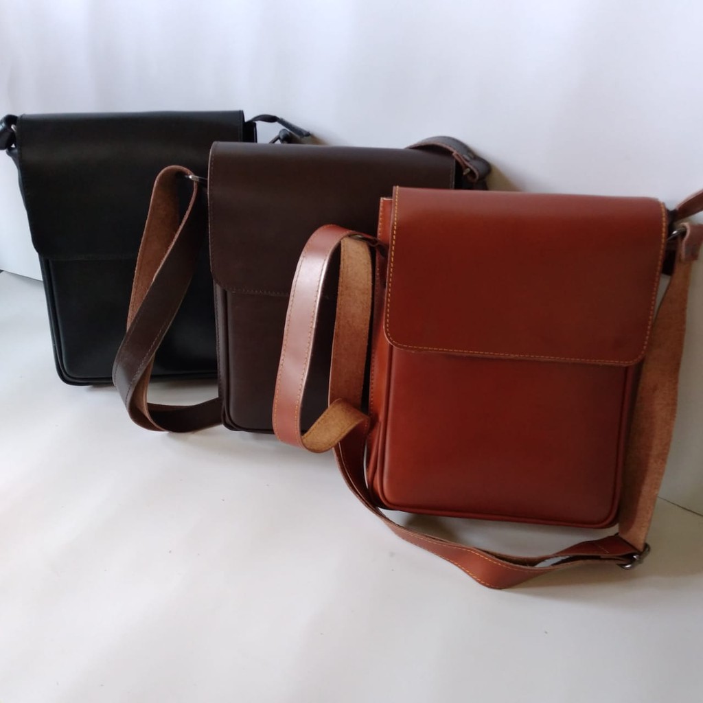 Tas Selempang Kulit Waistbag Kulit Dark Brown Premium Quality Asli Garut