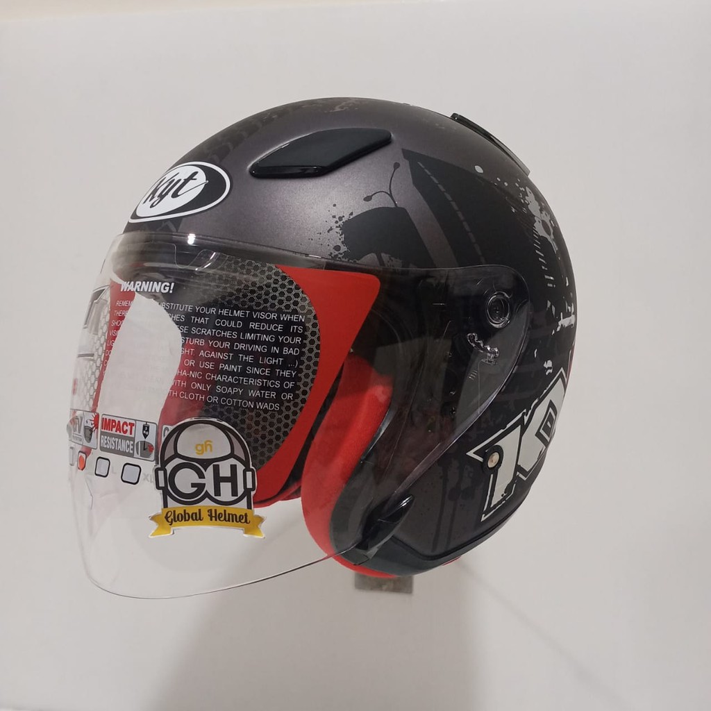 HELM HALF FACE KYT DJ MARU KYT DJMARU MOTIF #10 GUNMETAL DOFT BLACK