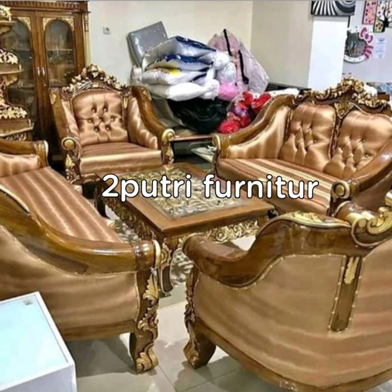 Kursi tamu ganesa  kayu jati dk 3211+kaca meja