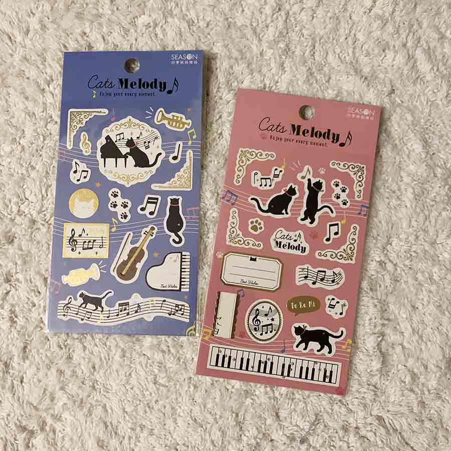 STIKER KUCING dan MUSIK / CAT + MUSIC STICKER TAIWAN - RANDOM -1PCS